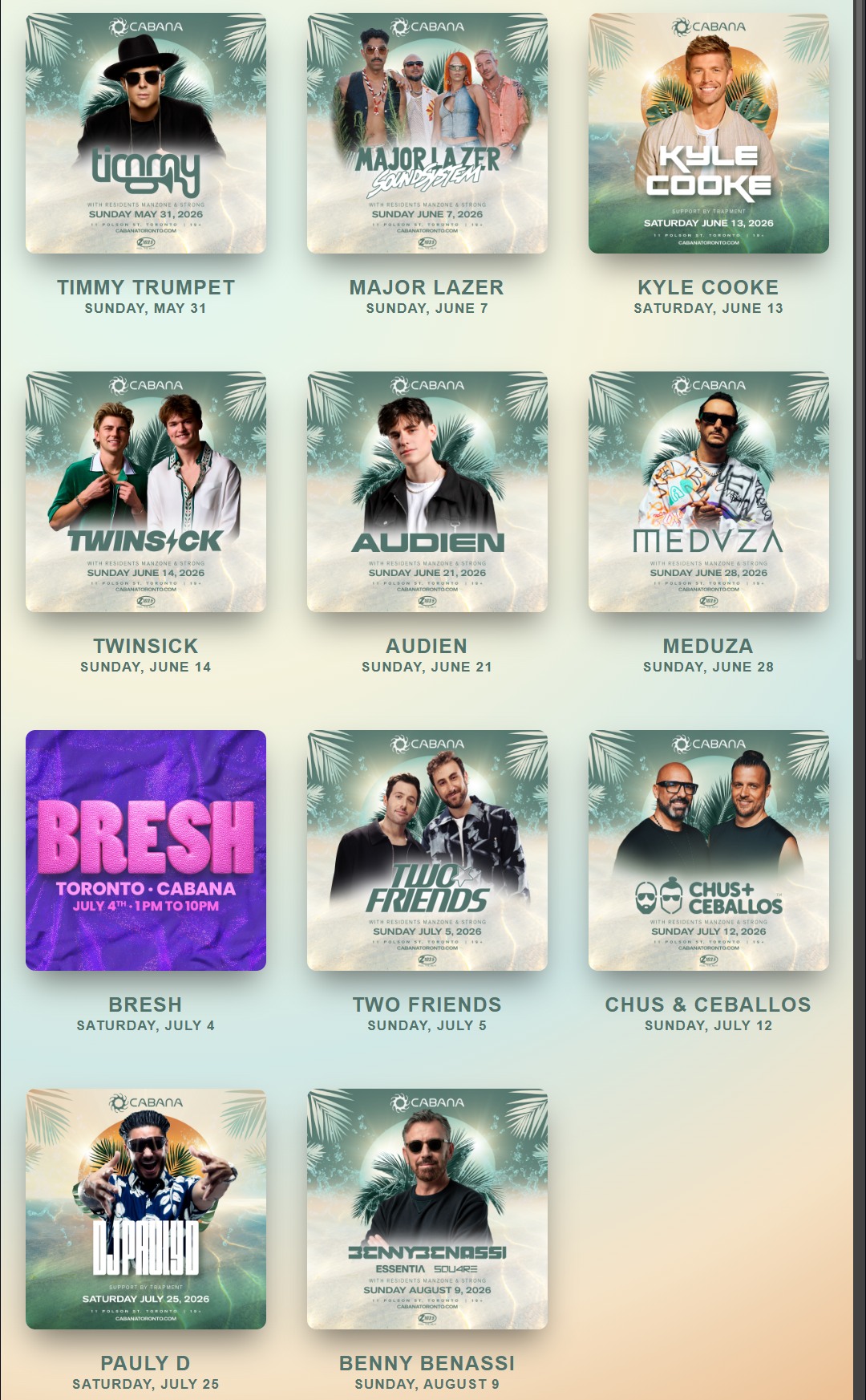 Cabana dropped it's 2026 lineup